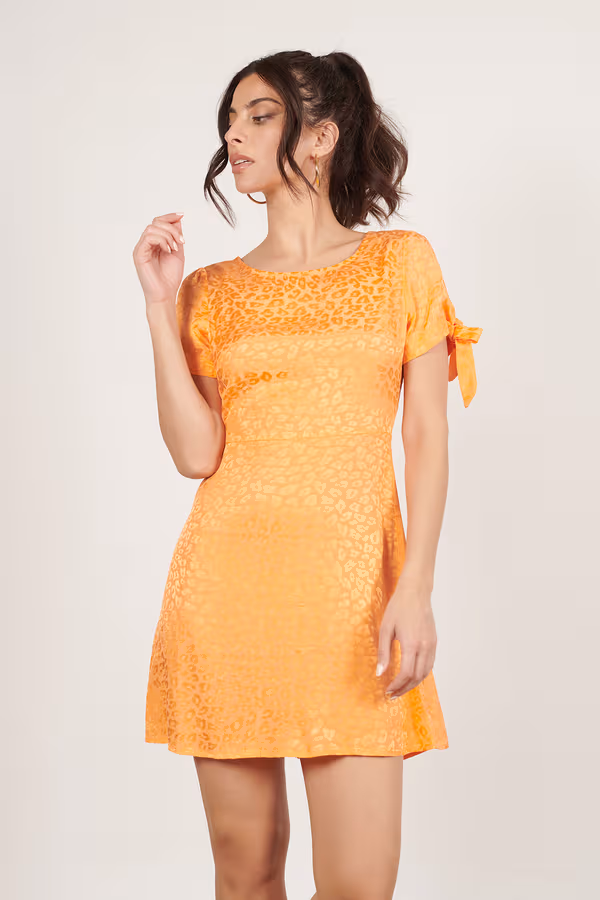 Nowhere To Be Leopard Print A-line Mini Dress - Orange
