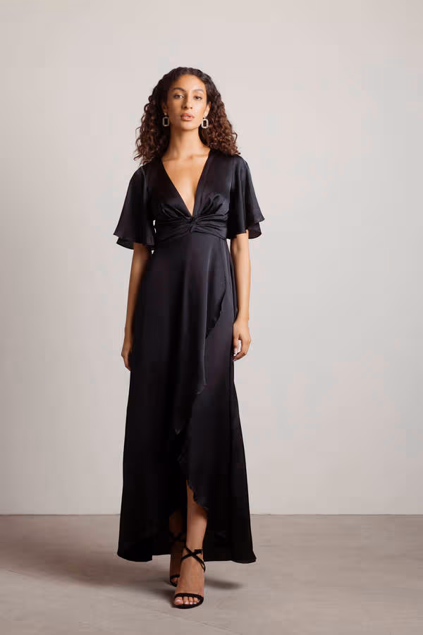 The Joy Of It Satin Surplice Maxi Dress - Rose Gold