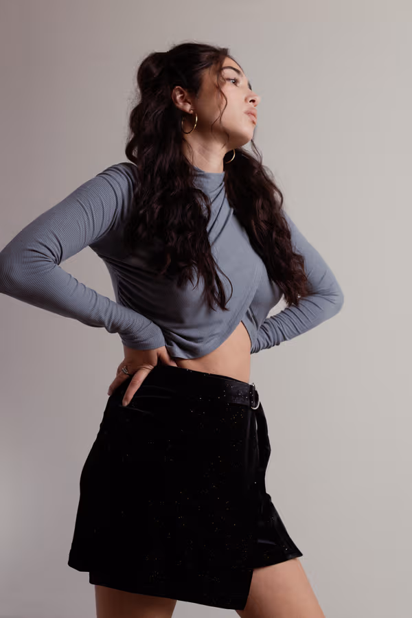 Flirty Girl Glitter Mini Skirt - Black