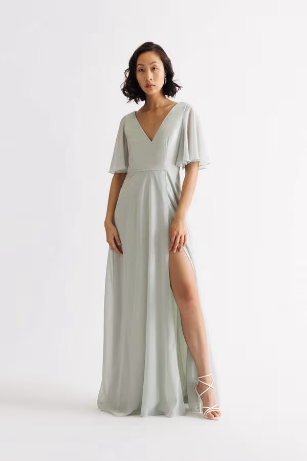 Come Closer To Me Butterfly Sleeve High Slit Maxi Dress - Ivory