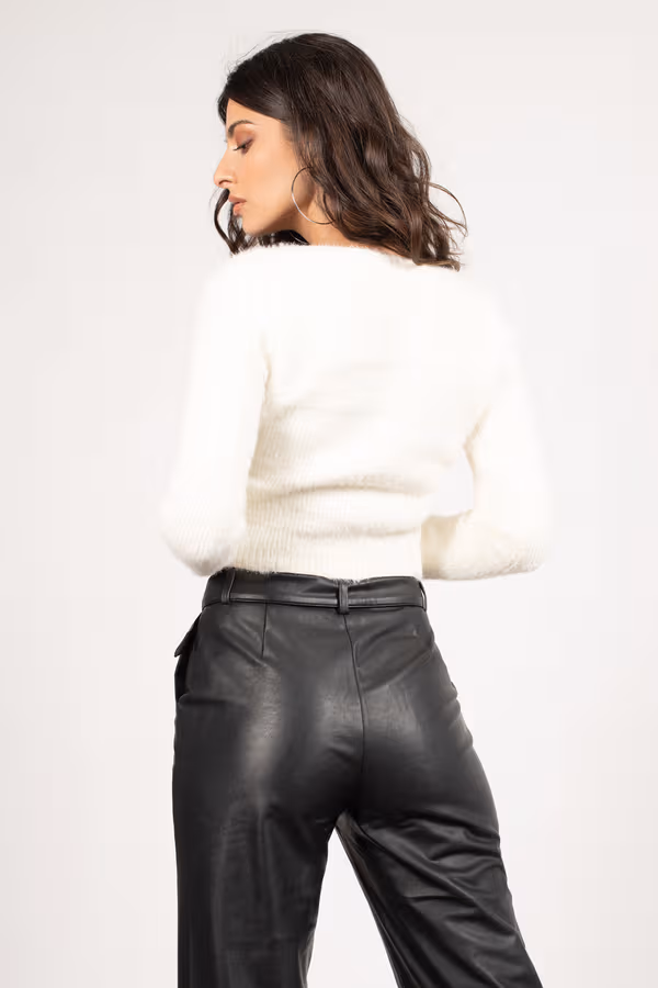 Relax Your Mind Fuzzy Sweater - White