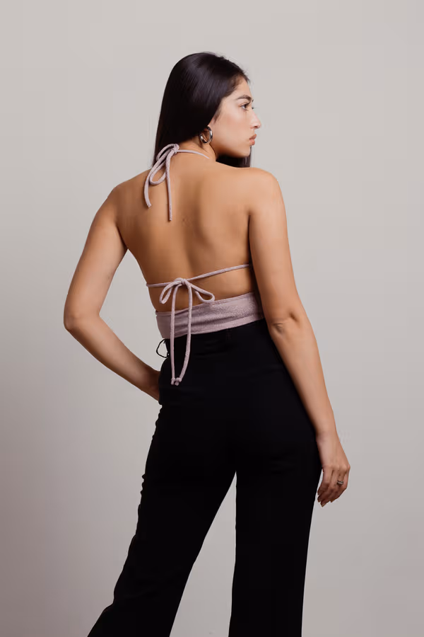 Sparkle and Glow Crop Top - Black-Teal