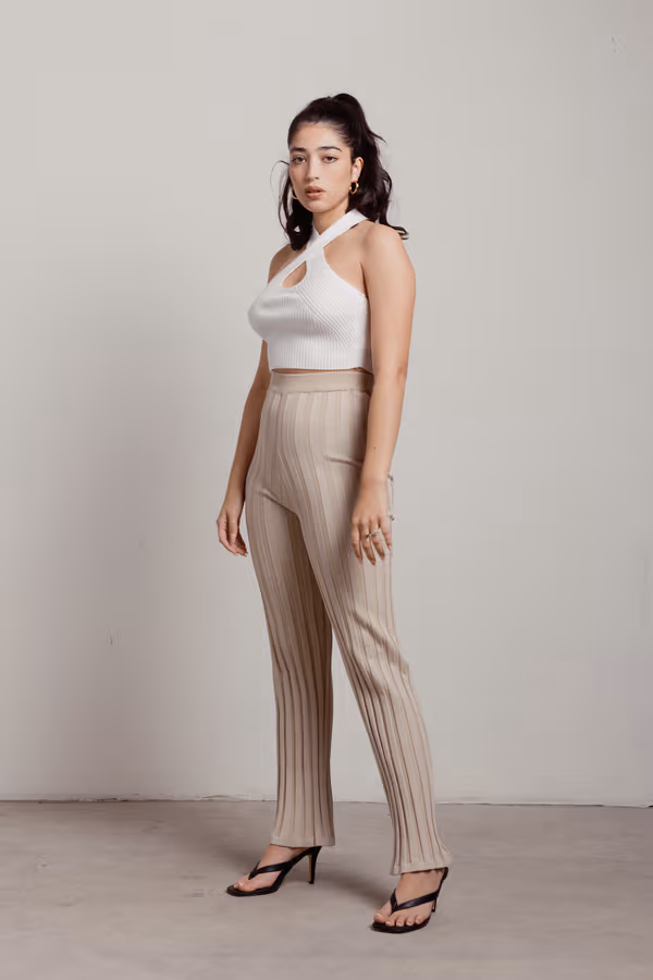 Riane Ribbed Pants - Beige