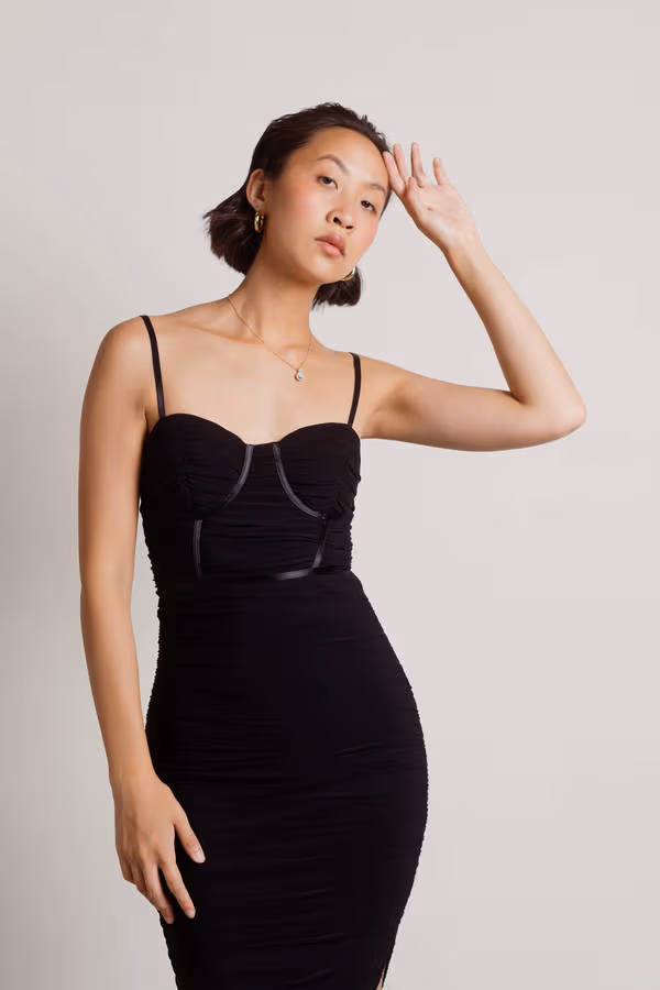 All Nighter Corset Slit Midi Dress - Powder Pink