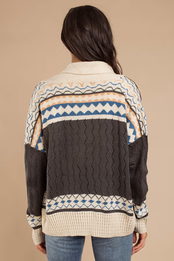 Crazy In Me Geo Pattern Cardigan - Multi