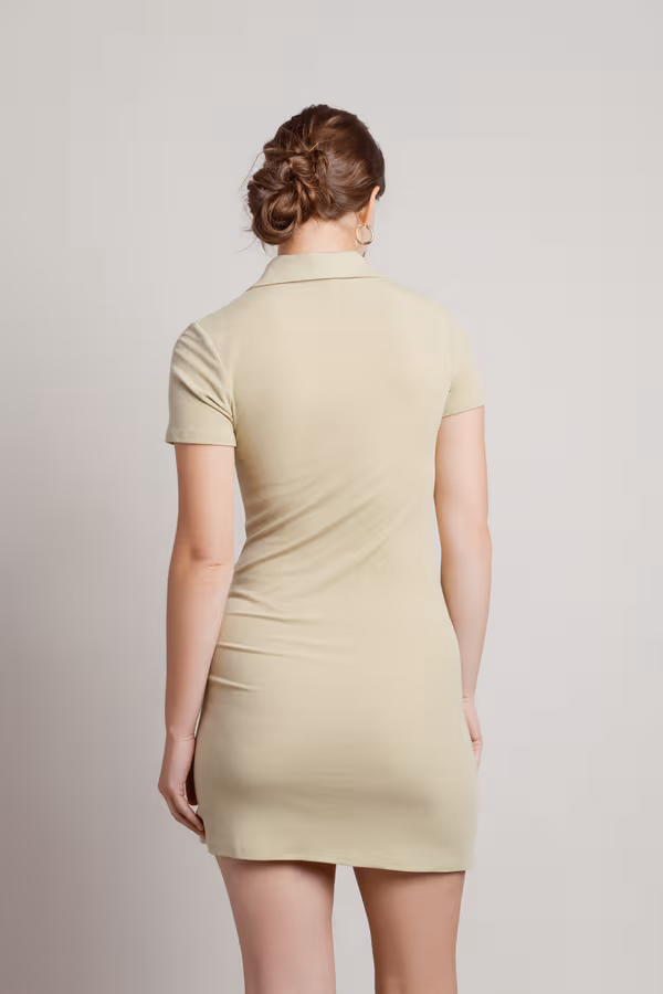 Saturn Collared Ruched Mini Dress - Sage