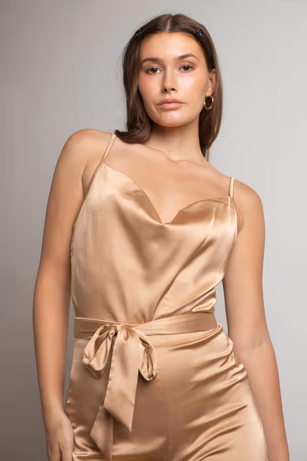 That One Time Satin Jumpsuit - Gold
