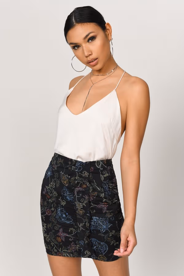 Eli Floral Mini Skirt - Black Multi