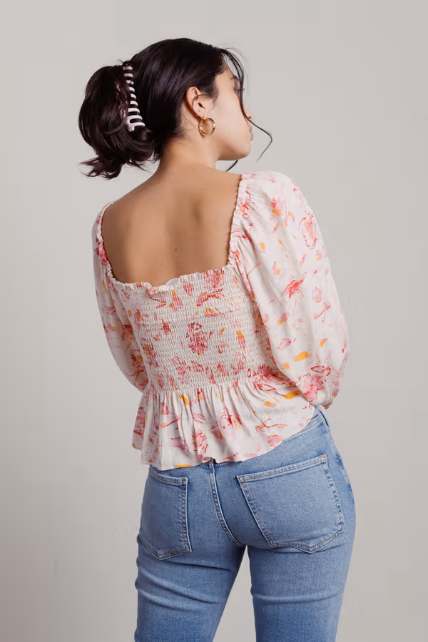 Cherri Blossom Floral Blouse - Cream Multi