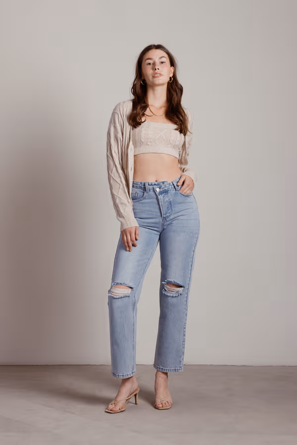 Isla Cable Knit Crop Top and Cardigan Set - Sage