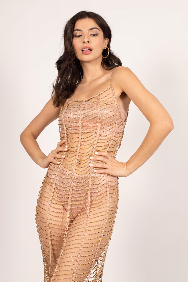 Net Worth Embellished Chain Midi Dress - Sienna