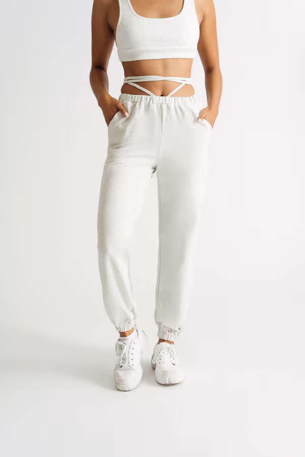 Going Nowhere Waist Tie Sweatpants - Black