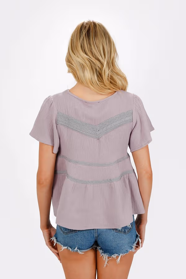 Leia Tiered Blouse - Lavender