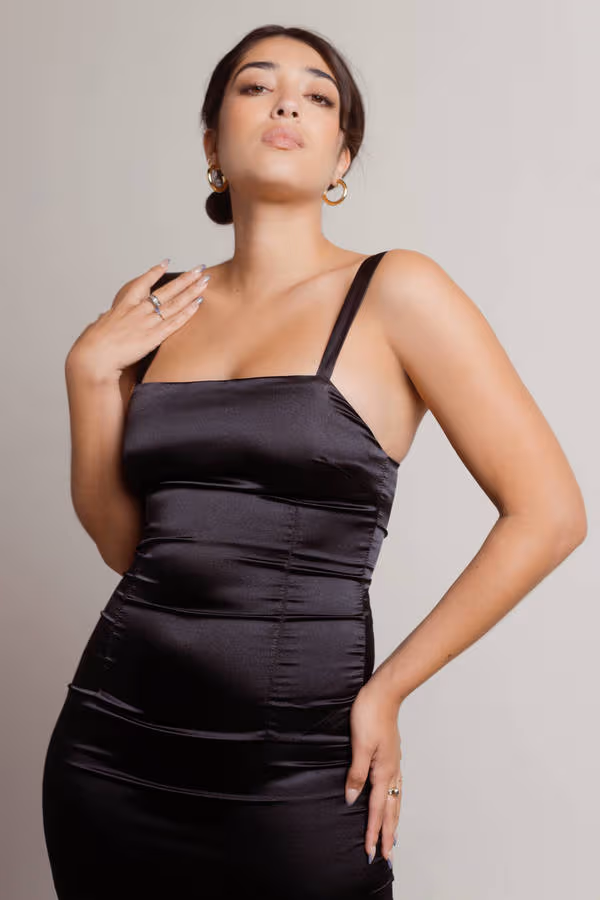 Erika Satin Bodycon Mini Dress - Gold