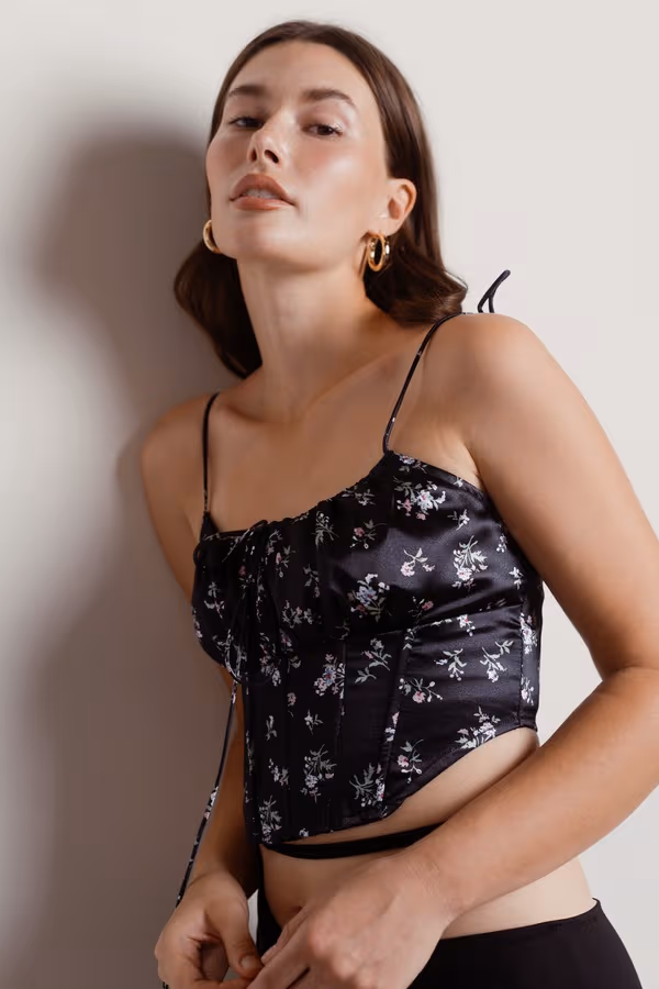 Milkmaid Corset Top - Black