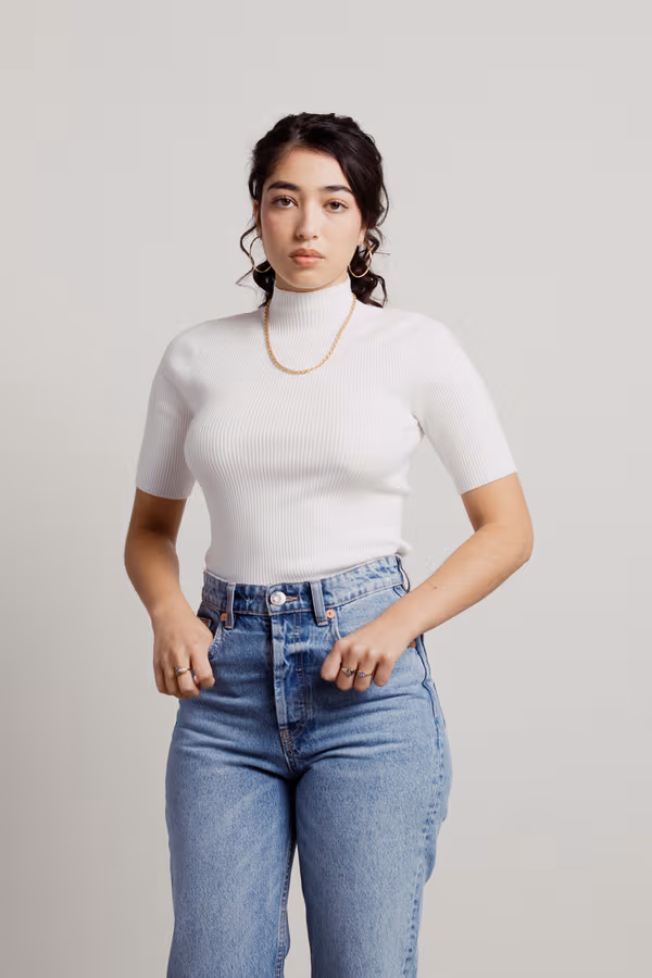 Rivera Mock Neck Top - Ivory