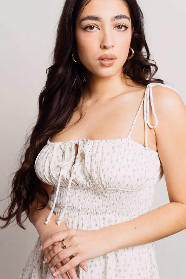 Summer Of Love Floral Smocked Mini Dress - Ivory