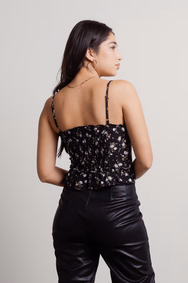 What A Sweetheart Floral Top - Black
