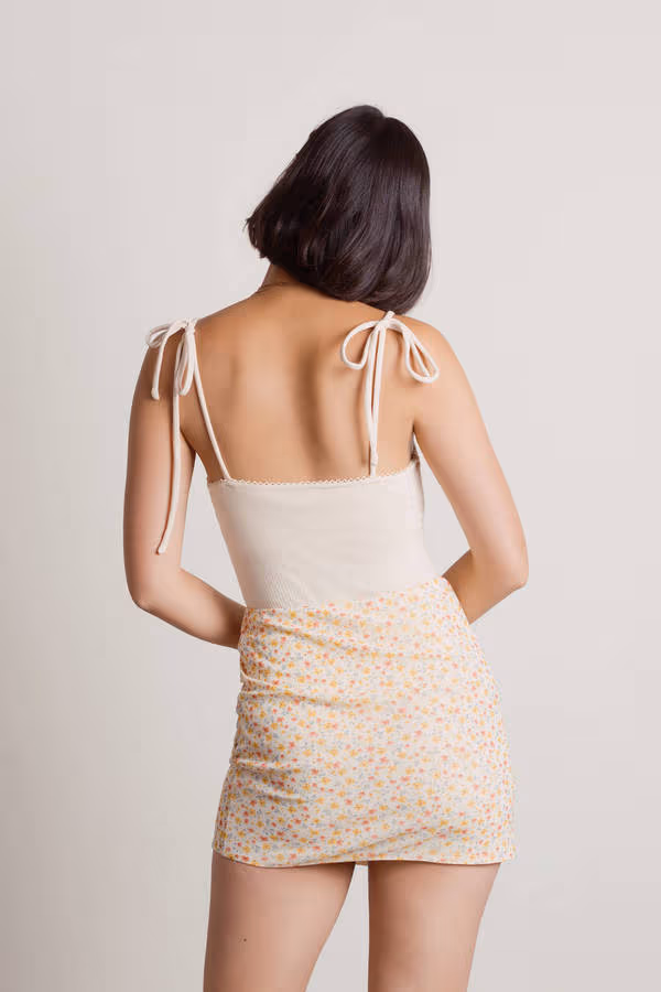 Evangeline Ribbed Bodysuit - Beige