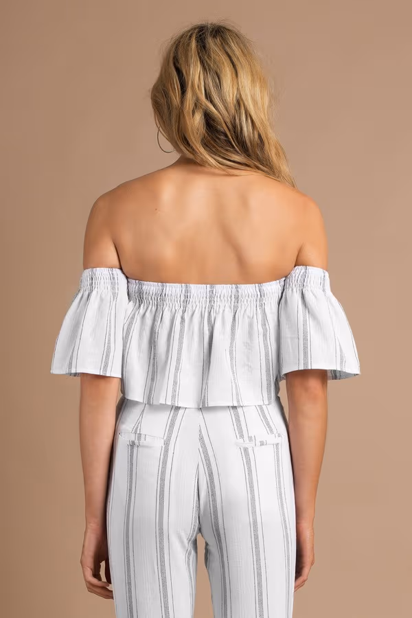 For The Love Of Stripes Crop Top - White