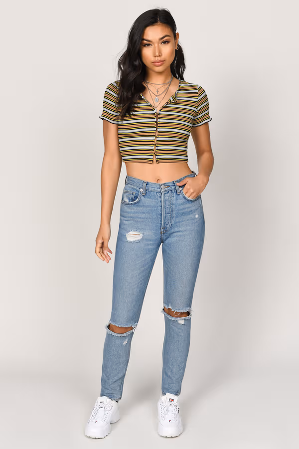 Billie Crop Top - Yellow Multi