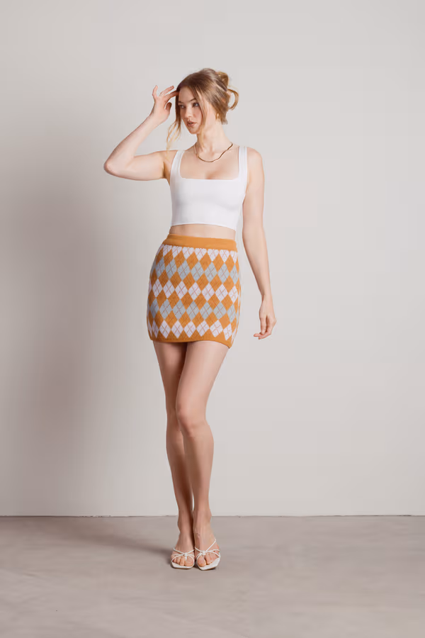 Callisto Knit Mini Skirt - Camel