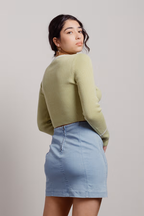 Olsen Ribbed Sweater - Lime Green