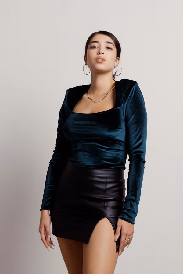 Noel Velvet Bodysuit - Hunter Green