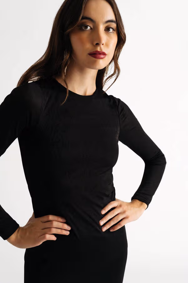 Stay The Night Lace Up Bodycon Maxi Dress - Black