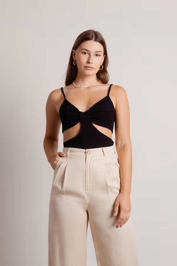In A Mood Cutout Top - Beige