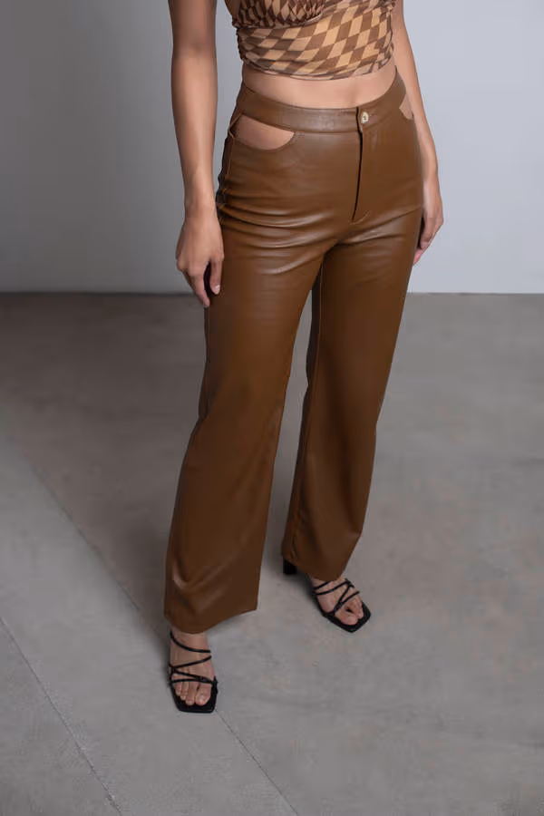 Melly Leather Pants - Camel