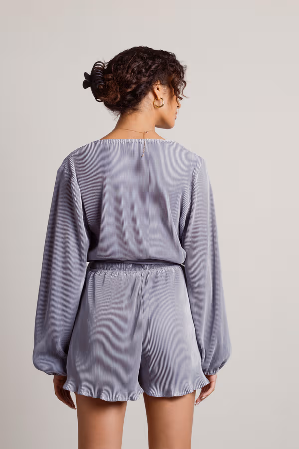 Vasha Waist Tie Romper - Blue