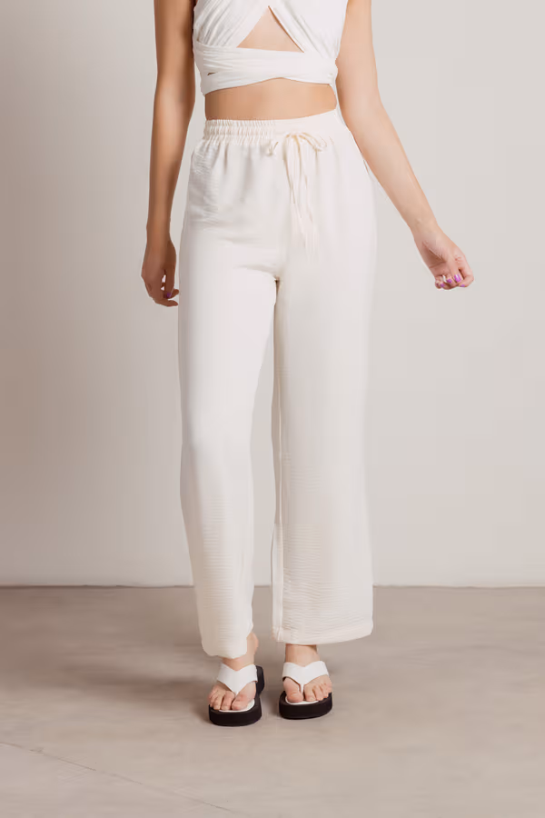 Angelic Wide Leg Pants - Ecru