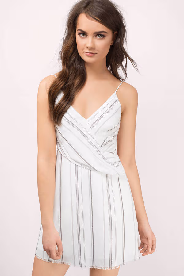 The Jetset Diaries Raya Stripe Skater Mini Dress - Charcoal Stripe