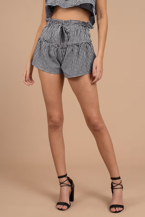 No Pressure Gingham Shorts - Black