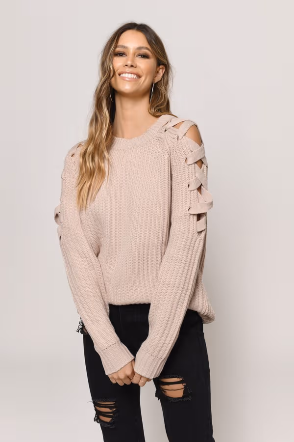 Vana Cold Shoulder Sweater - Blush