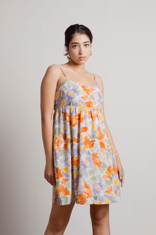 To The Museum Multi Floral Baby Doll Shift Dress