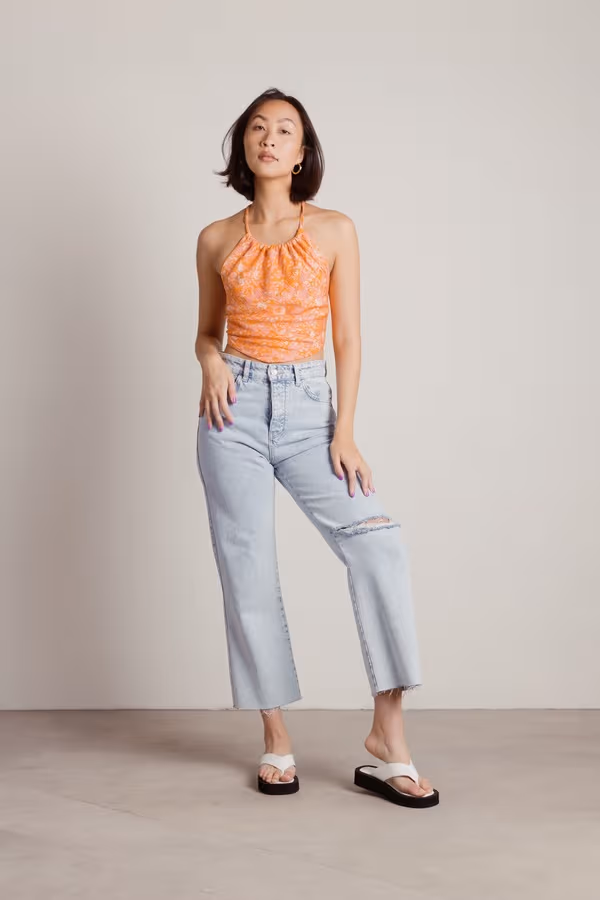 West Coast Crop Top - Orange Pink