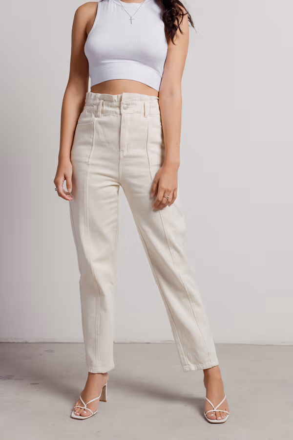 Stella Paperbag Pants - Ecru
