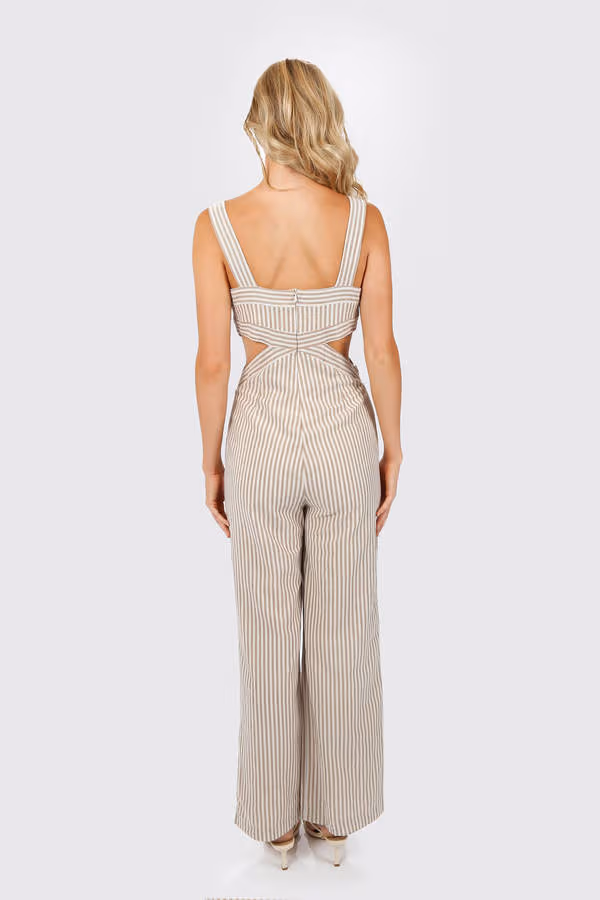 Louiella Cutout Jumpsuit - Brown