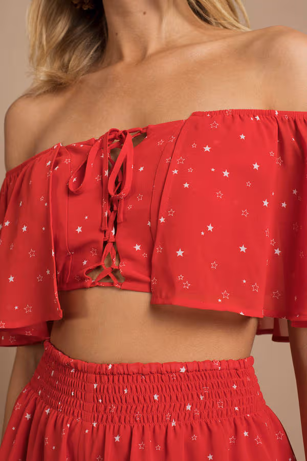 Whitney Crop Top - Red Multi