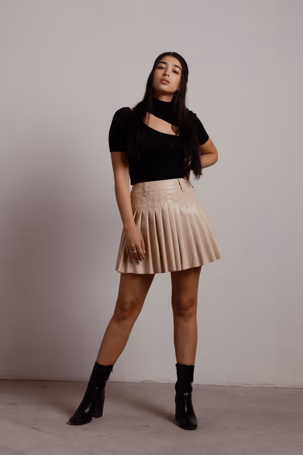 School Girl Tennis Mini Skirt - Brown