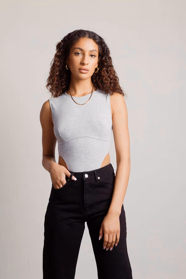 Darcy High Sides Bodysuit - Grey