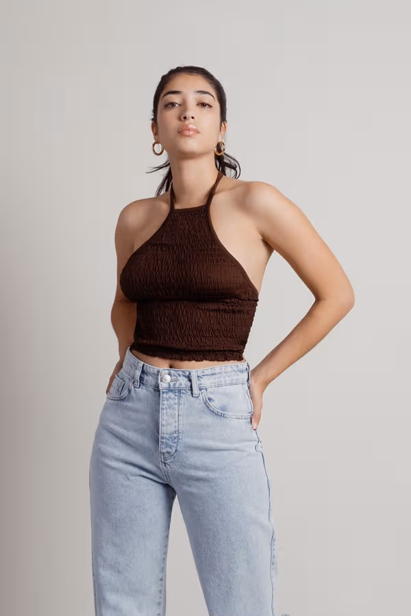 Expectations Crop Top - Brown