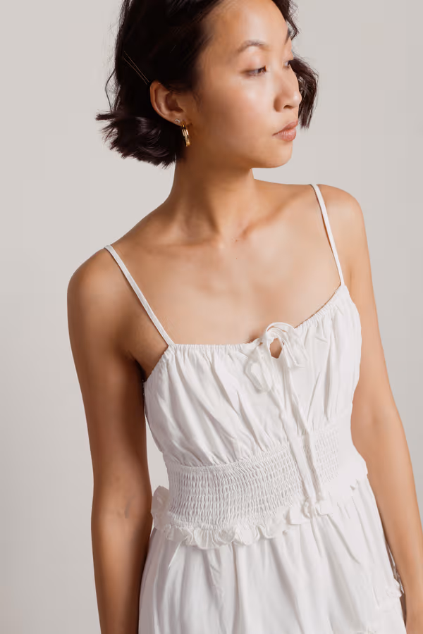 Save The Day Tiered Skater Mini Dress - White