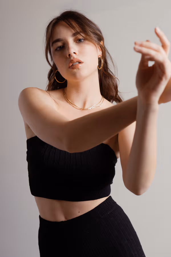 Monique Ribbed Tube Top Pants Set - Beige