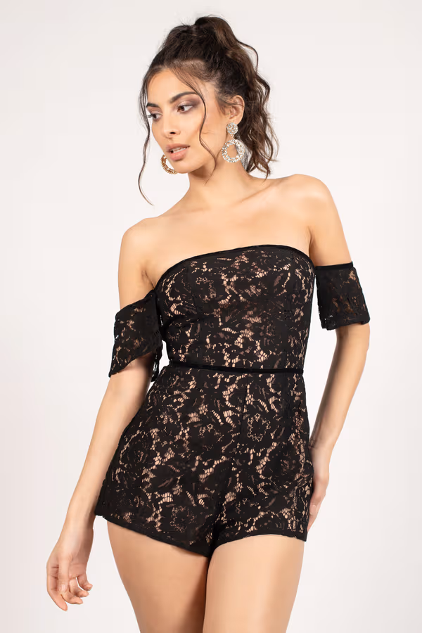 Emily Lace Romper - Red