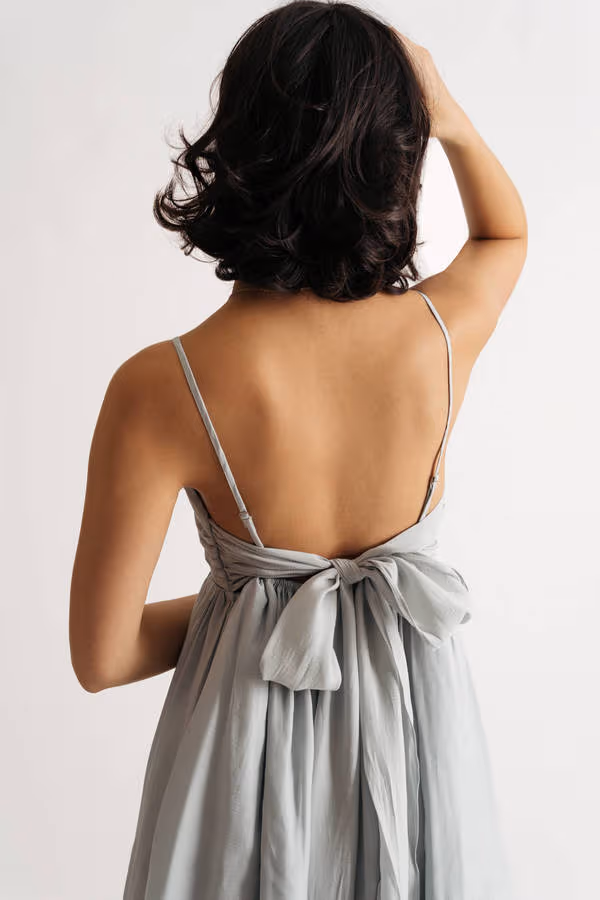 Alala Blue Pleated Gathered Babydoll Mini Dress