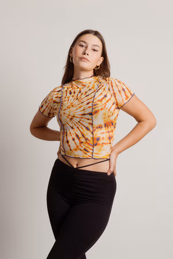 Can You Pass The Test Crop Top - Gold Violet