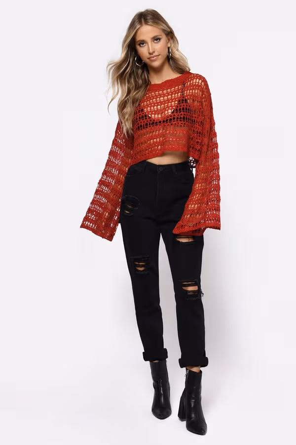 Lost Love Crochet Sweater - Red